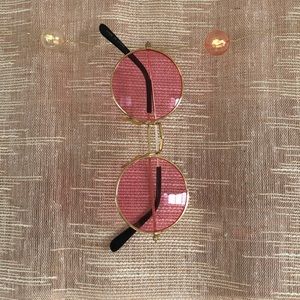 HIPPIE GLASSES- pink and gold round glasses